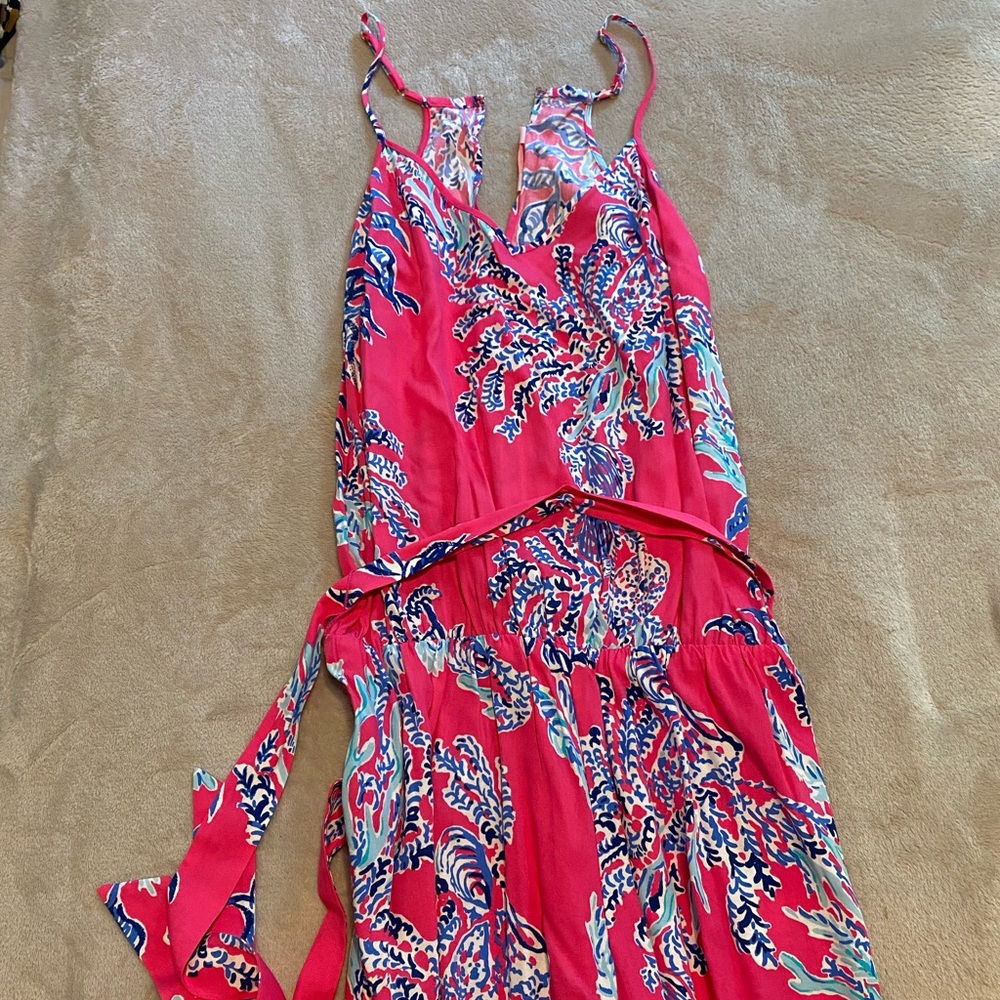 Lily Pulitzer Pink Floral tie Romper